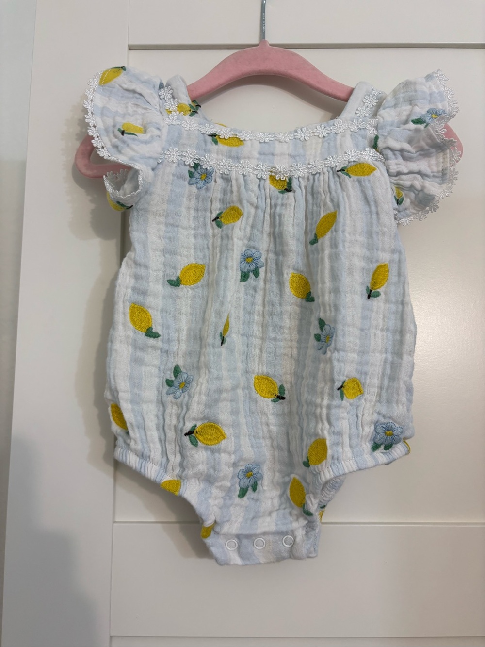 Lemon Embroidered Baby Romper